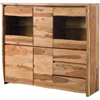 MASSIVMOEBEL24.DE MASSIVMOEBEL24 Highboard Sheesham 166x48x145 natur lackiert / sandgestrahlt PURE SHEESHAM #200
