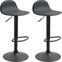 CLP 2er Set Barhocker Lana V2 Kunstleder drehbar und stufenlos verstellbar schwarz Gestell Farbe schwarz