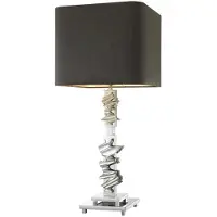 Casa Padrino Luxus Tischleuchte in Silber und Grau, 35 x H. 82 cm - Designer Tischlampe aus Messing und Eisen