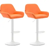 CLP 2er Set Barhocker Braga Kunstleder drehbar und höhenverstellbar | Farbe orange Gestell Farbe weiß