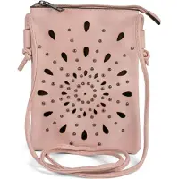 StyleBREAKER Damen Mini Bag Umhängetasche mit Cutouts in Ethno Blumen Form und Nieten, Schultertasche, Handtasche, Tasche 02012304