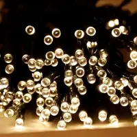 BURI Solar-Lichterkette 20m warmweiß 200 LED Außenbeleuchtung Weihnachtensbeleuchtung