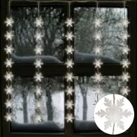 BURI LED Lichtervorhang Schneeflocken 75x85cm Weihnachtesdeko 40 Lichter Fensterdeko