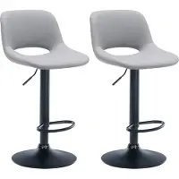 CLP 2er Set Barhocker Camden Kunstleder drehbar und höhenverstellbar | grau Farbe grau Material Gestell Metall matt schwarz