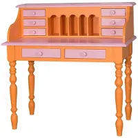 Casa Padrino Landhausstil Schreibtisch mit 8 Schubladen in Orange / Rosa - 109 x 60 x H. 110 cm