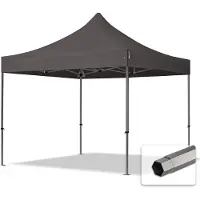 TOOLPORT 3x3m Stahl Faltpavillon, ohne Seitenteile, dunkelgrau