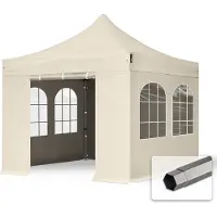 TOOLPORT 3x3m Stahl Faltpavillon, inkl. 4 Seitenteile, creme