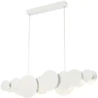 Casa Padrino Designer LED Hängeleuchte Weiß / Silber 82 x 8 x H. 38 cm - Luxus Pendelleuchte