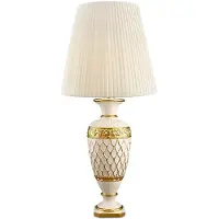 Casa Padrino Barock Keramik Tischleuchte mit Swarovski Kristallglas Elfenbeinfarben / Gold Ø 30 x H. 62 cm - Barock Möbel