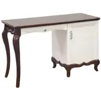 Casa Padrino Luxus Art Deco Schreibtisch mit Tür und Schublade Weiß / Dunkelbraun 136,3 x 48 x H. 78,2 cm - Büromöbel