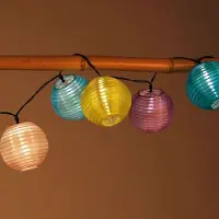 BURI Solar-Lampion-Lichterkette 10 LED Partybeleuchtung Dekolicht Gartendeko warmweiß