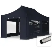 TOOLPORT 3x6m Stahl Faltpavillon, inkl. 4 Seitenteile, schwarz