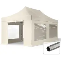 TOOLPORT 3x6m Stahl Faltpavillon, inkl. 4 Seitenteile, creme