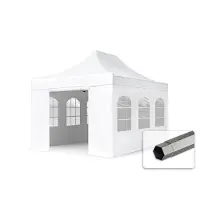 TOOLPORT 3x4,5m Stahl Faltpavillon, inkl. 4 Seitenteile, weiß