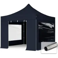 TOOLPORT 3x3m Stahl Faltpavillon, inkl. 4 Seitenteile, schwarz