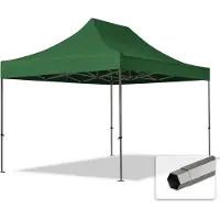 TOOLPORT 3x4,5m Stahl Faltpavillon, ohne Seitenteile, dunkelgrün