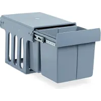 Relaxdays Einbaumülleimer Küche, Auszug, Duo je 15 l, Müllsystem Unterschrank, Kunststoff, HBT 35,1 x 34,3 x 48 cm, grau