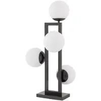 Casa Padrino Luxus Tischleuchte Bronzefarben / Weiß 35 x 37,5 x H. 65,5 cm - Elegante Schreibtischleuchte mit runden Glas Lampnschirmen - Luxus Leuchten