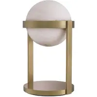 Casa Padrino Luxus Tischleuchte Antik Messingfarben / Weiß Ø 22 x H. 38 cm - Schreibtischleuchte mit rundem Glas Lampenschirm - Luxus Leuchten