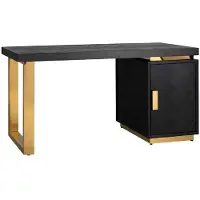 Casa Padrino Luxus Massivholz Schreibtisch Schwarz / Gold 150 x 70 x H. 77 cm - Bürotisch - Computertisch - Luxus Büro Möbel