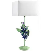 Casa Padrino Luxus Tischleuchte Weintrauben Grün / Lila / Weiß 20 x 20 x H. 50 cm - Moderne Schreibtischleuchte mit edlem Swarovski Kristallglas - Luxus Qualität - Italy