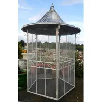Casa Padrino Jugendstil Garten Vogelhaus Grau / Silber Ø 160 x H. 300 cm - Nostalgische Garten Möbel