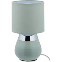 Relaxdays Nachttischlampe Touch, E14-Fassung, indirektes Licht, ovale Tischlampe mit Lampenschirm. HxD: 32 x 18 cm, grün