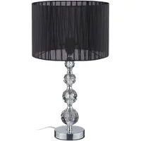 Relaxdays Tischlampe, Nachttischlampe im Kristalldesign, HxD 54 x 29,5 cm, E27 Fassung, Tischleuchte mit Schirm, schwarz
