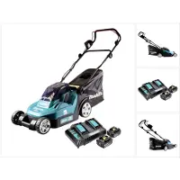 Makita DLM 382 CT2 Akku Rasenmäher 36 V ( 2x 18 V ) 38 cm 40 l + 2x Akku 5,0 Ah + Doppelladegerät