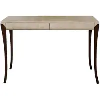 Casa Padrino Luxus Art Deco Schreibtisch mit 2 Schubladen Creme / Dunkelbraun 119 x 66 x H. 77 cm - Massivholz Bürotisch mit geprägtem Leder - Büro Möbel - Art Deco Möbel - Luxus Möbel