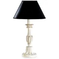 Casa Padrino Luxus Barock Tischleuchte Antik Cremeweiß / Schwarz Ø 16 x H. 44,5 cm - Prunkvolle Barockstil Schreibtischleuchte mit rundem Lampenschirm - Luxus Qualität - Italy