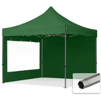 TOOLPORT 3x3m Stahl Faltpavillon, inkl. 2 Seitenteile, dunkelgrün