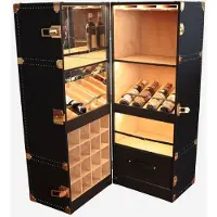 Casa Padrino Luxus Leder Koffer Barschrank Schwarz / Messing H. 135 cm - Italy