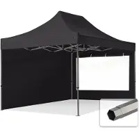 TOOLPORT 3x4,5m Stahl Faltpavillon, inkl. 2 Seitenteile, schwarz