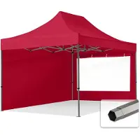 TOOLPORT 3x4,5m Stahl Faltpavillon, inkl. 2 Seitenteile, rot