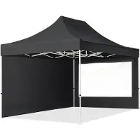 TOOLPORT 3x4,5m Stahl Faltpavillon, inkl. 2 Seitenteile, schwarz