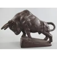 Casa Padrino Metall Deko Figur Stier Braun 27 cm - Schreibtisch Dekofigur
