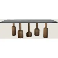 Casa Padrino Luxus Esstisch mit Marmorplatte Schwarz / Bronze 240 cm - Luxus Hotel & Restaurant Möbel