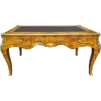 Casa Padrino Barock Schreibtisch Vogelaugenahorn / Gold 160 cm - Barock Büro Möbel