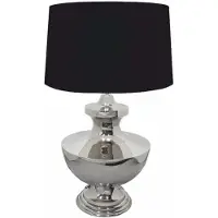 Casa Padrino Art Deco Metall Tischleuchte Silber / Schwarz Ø 46 x H. 69 cm