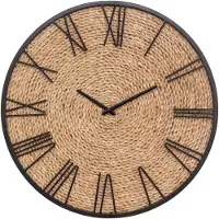 Atmosphera Wanduhr/Wanduhr Mumbai - Dia 50 cm - Metall/Jute - beige/schwarz - Kuche/Zimmer