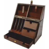 Casa Padrino Luxus Schreibtisch Oranizer Box Braun H. 43 cm - Schreibtisch Accessoires