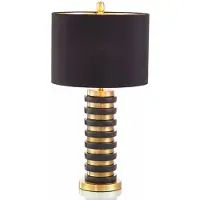 Casa Padrino Luxus Tischleuchte Messing / Schwarz H. 65 cm - Luxus Leuchten