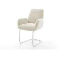 DELIFE Freischwinger Zoa-Flex Plüsch Creme-Weiß Freischwinger flach Weiß Taschenfederkern