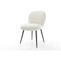 DELIFE Esszimmerstuhl Nube-Flex Bouclé Soft Beige 4-Fuß konisch Schwarz Taschenfederkern