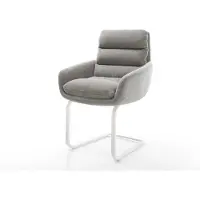 DELIFE Freischwinger Abelia-Flex mit Armlehnen Strukturstoff Soft Grau Freischwinger flach Weiß
