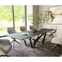 DELIFE Esstisch Edge 300x100cm Keramik LaminamNero Greco Anthrazit Spider Flachstahl Schwarz