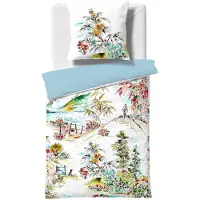 Fleuresse Mako-Satin Bettwäsche 135x200 Landschaft Süden Bäume Wende blau 115059-9