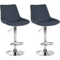 CLP 2er Set Barhocker Toni Stoff drehbar und stufenlos höhenverstellbar dunkelgrau Material Gestell Metall in Chromoptik