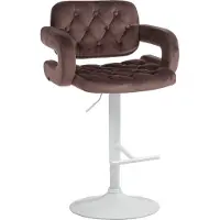 CLP Barhocker Dublin Samt braun Material Gestell Metall matt weiss